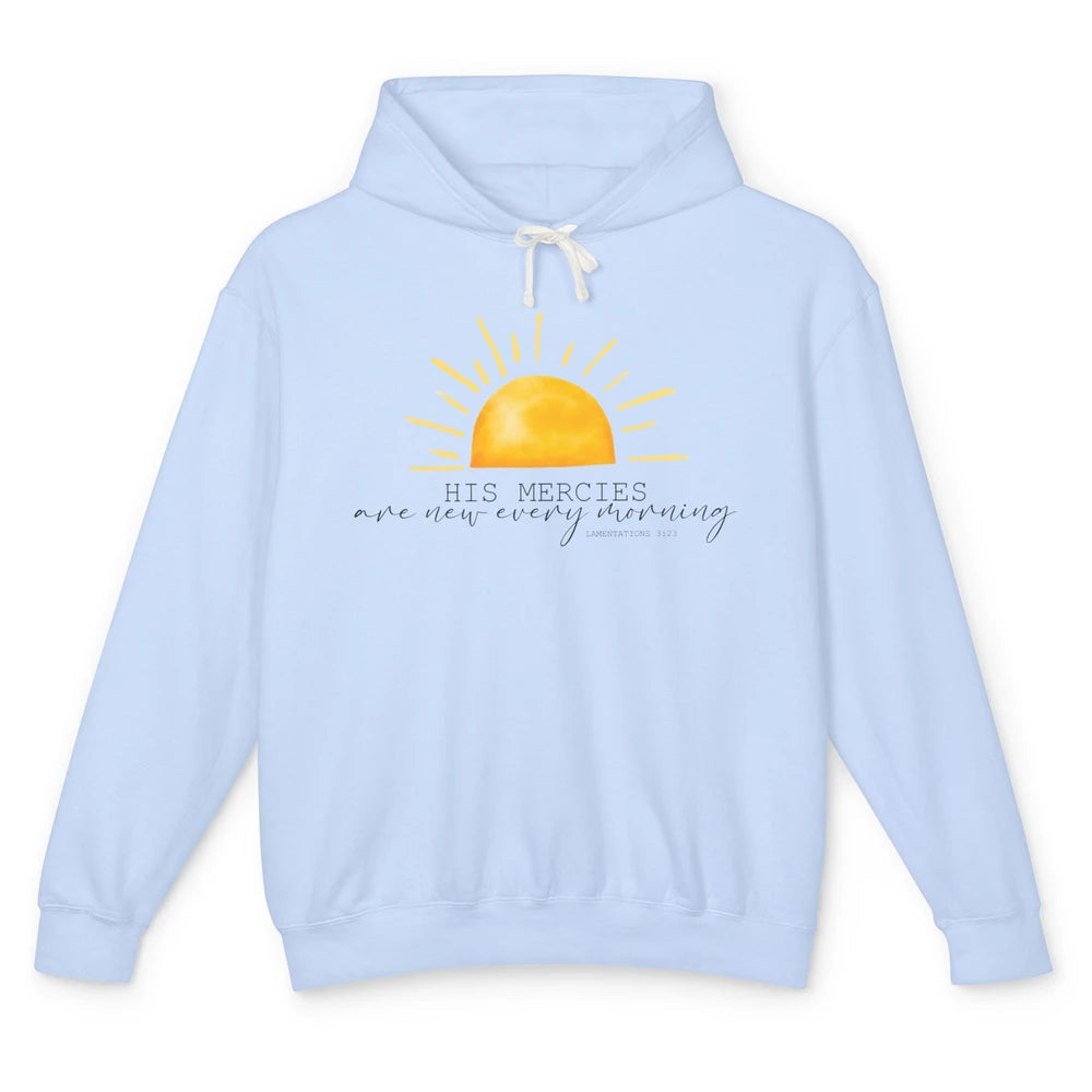 Retro Sunshine His Mercies Are New Every Morning Christian Unisex Lightweight Hoodie