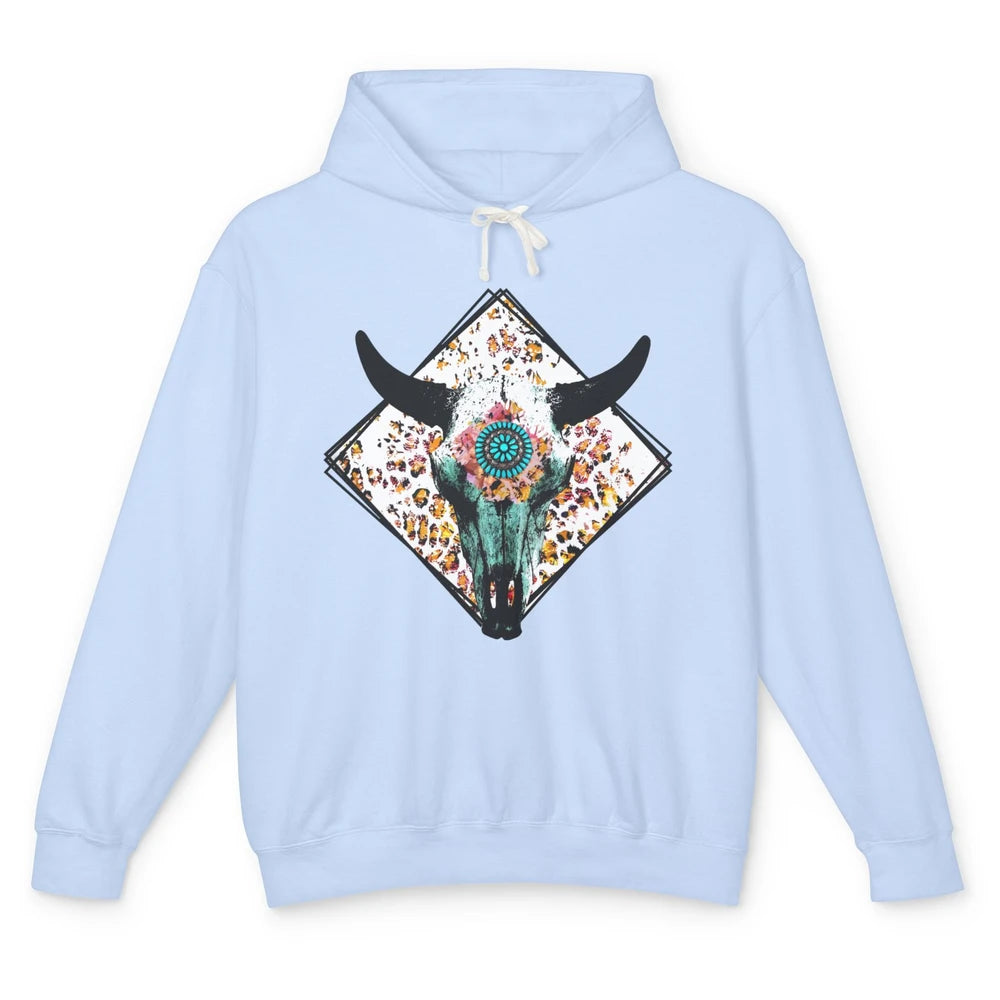 Aztec Heifer Steer Cow Skull Cowboy Gemstone Leopard Vintage Unisex Lightweight Hoodie