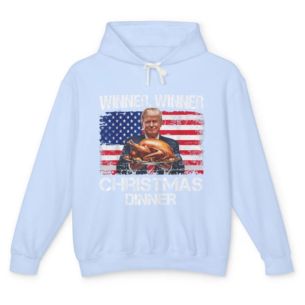 Funny Trump Winner Christmas Dinner Santa President Donald Trump Turkey Sarcastic Xmas Unisex Lightweight Hoodie