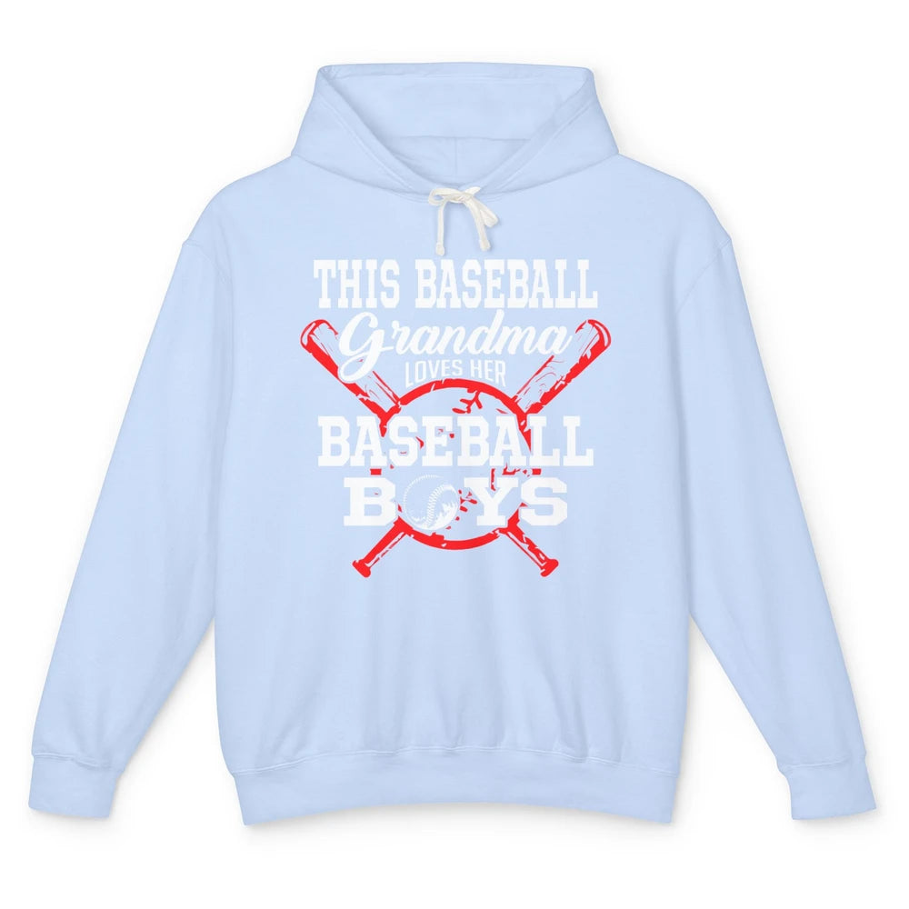 Baseball Grandma Loves Her Baseball Boys Proud Baseball Nana Unisex Lightweight Hoodie