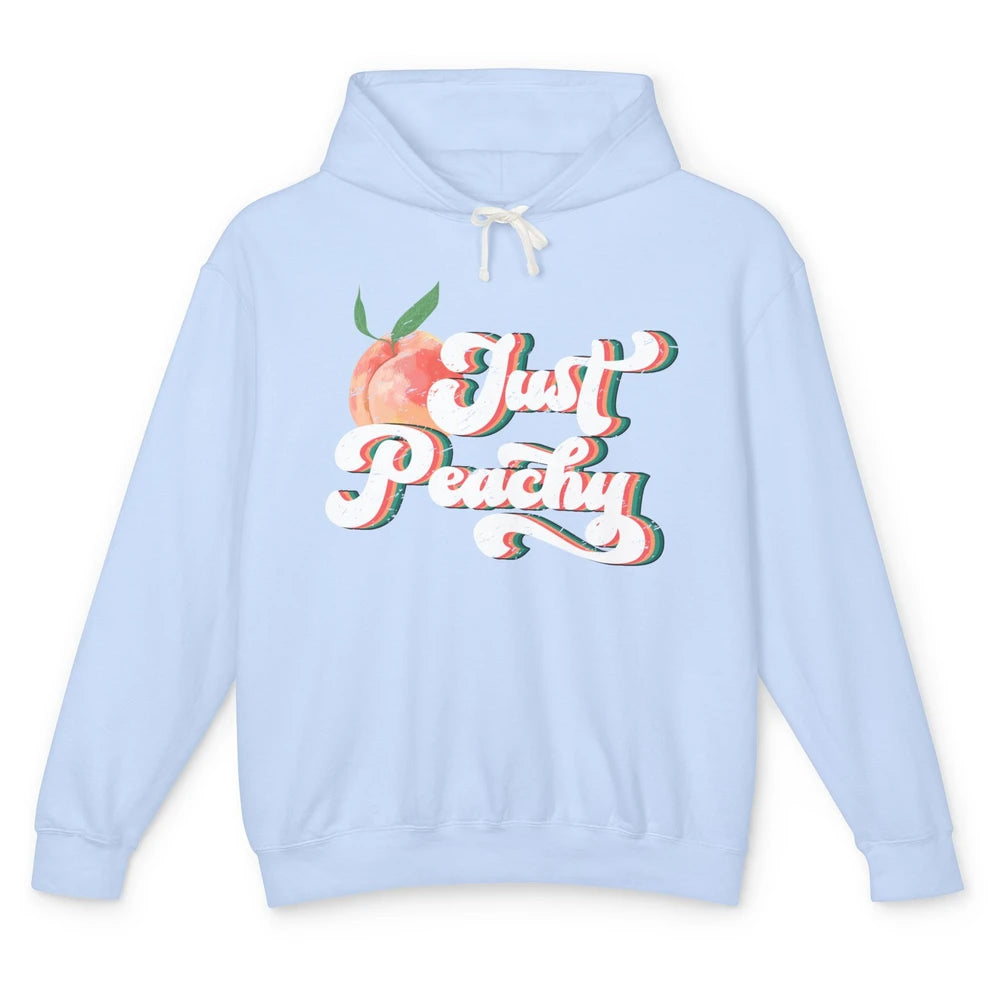 Just Peachy Retro 70s Georgia Peaches Summer Fruit Sarcastic Unisex Lightweight Hoodie