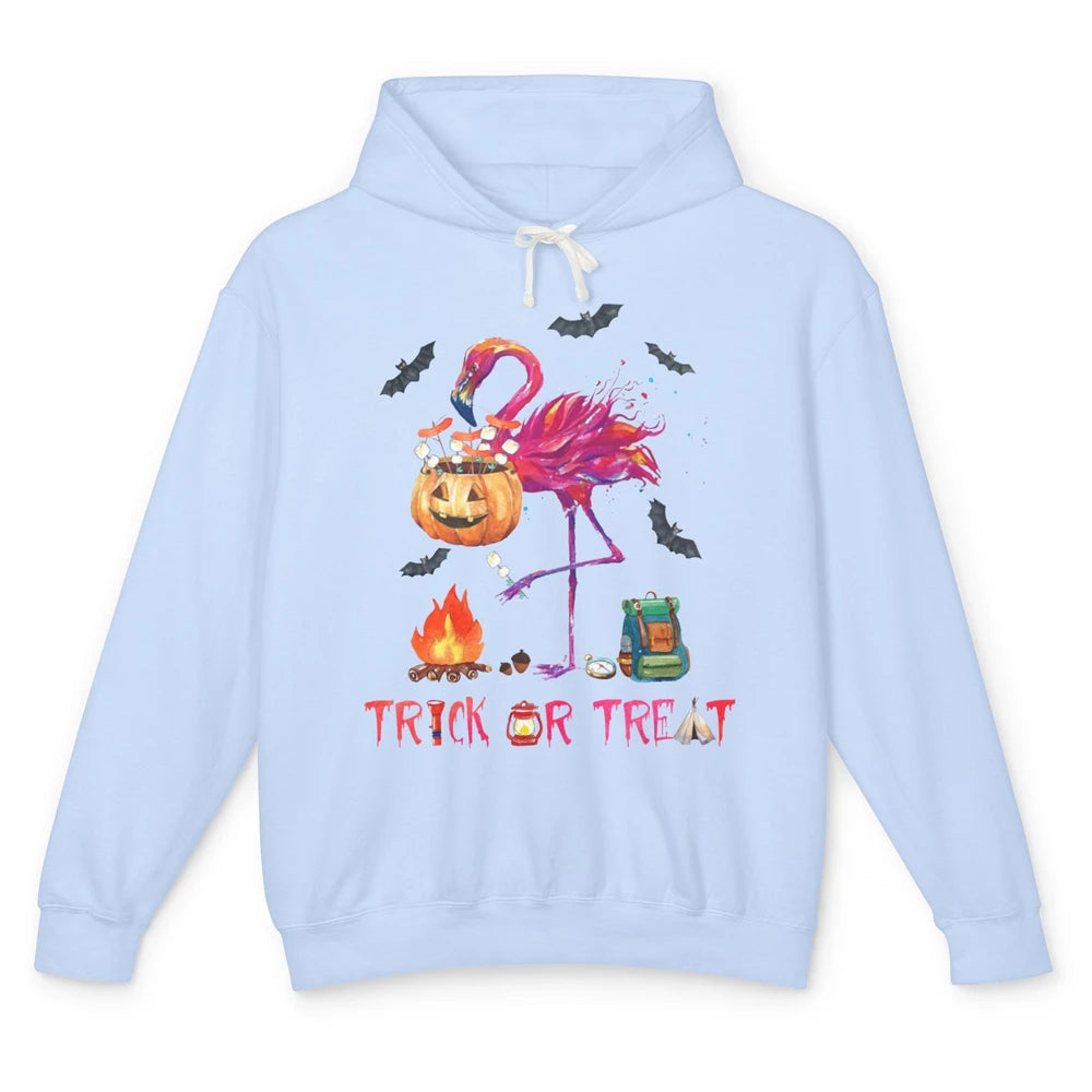 Flamingo Trick or Treat Halloween Camping Lovers Gift Unisex Lightweight Hoodie