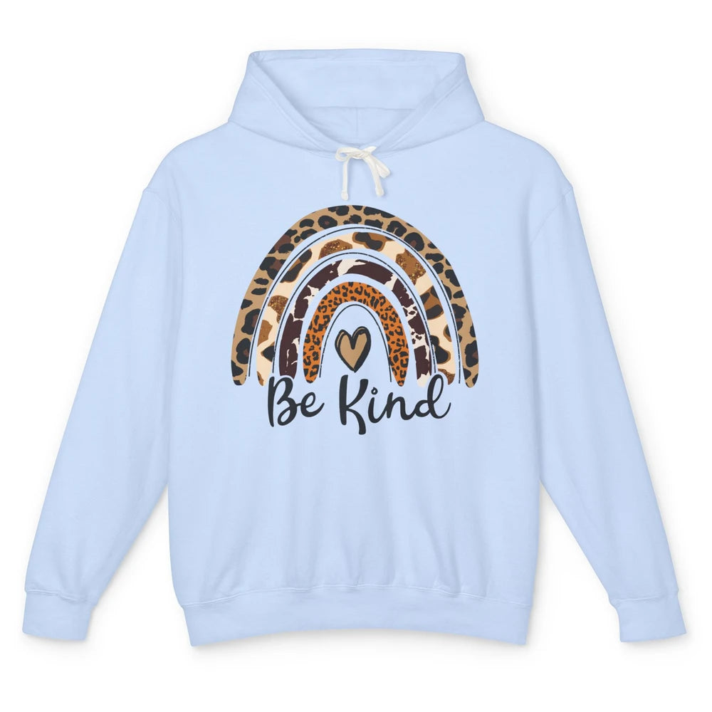 Be Kind Leopard Rainbow Cheetah Rainbow Cute Heart Love Unisex Lightweight Hoodie