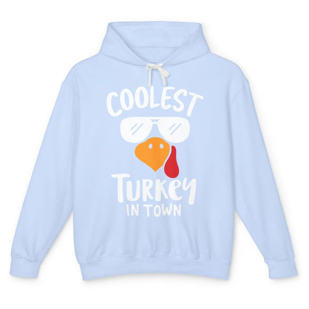 Coolest Turkey in Town Thanksgiving Dinner Funny Turkey Day Unisex Lightweight Hoodie