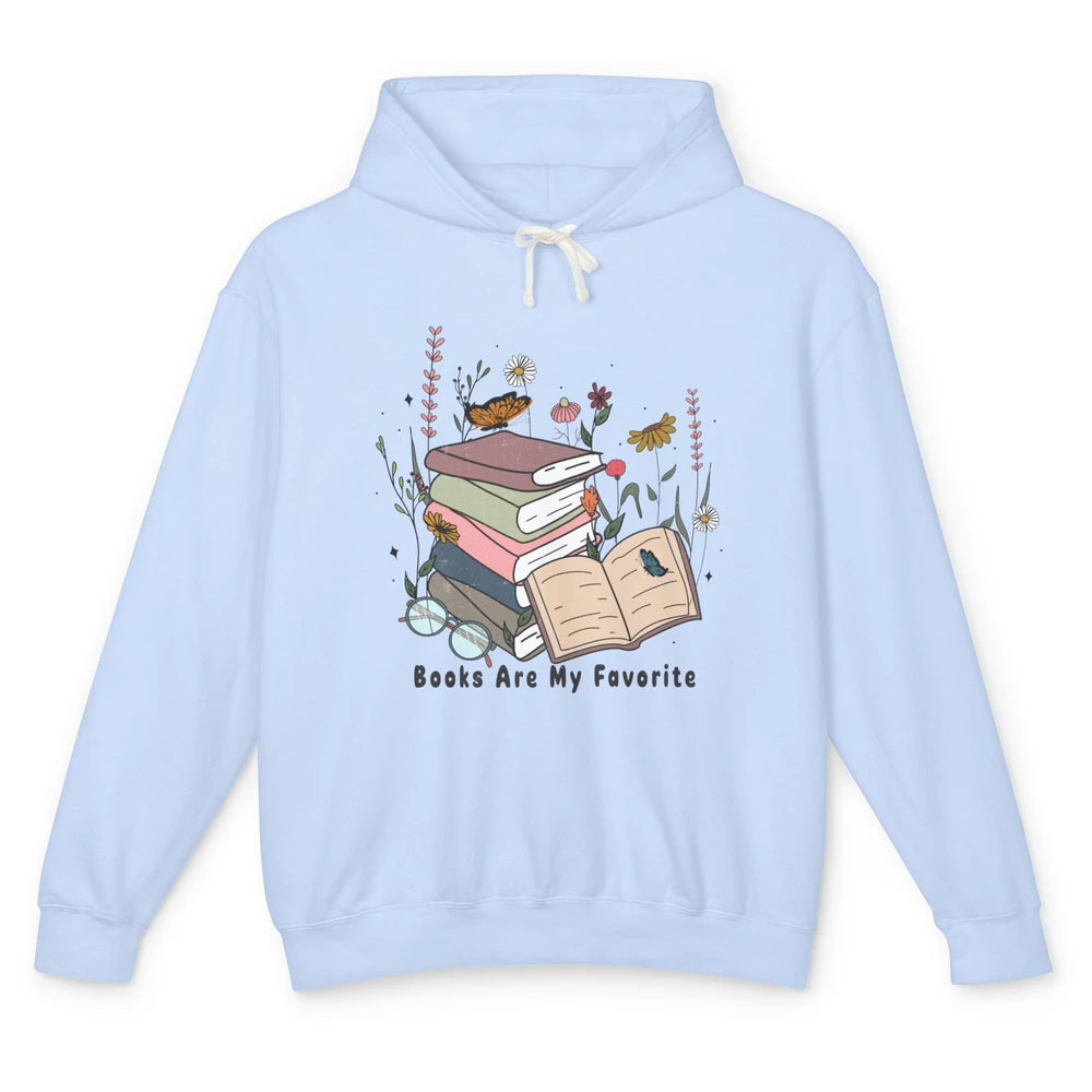 Vintage Books Are My Favorite Floral Bookish Reading Retro Unisex Lightweight Hoodie