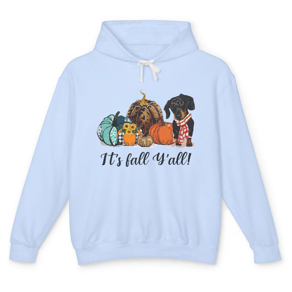 Weenie Dog Love Fall Yall Pumpkin Autumn Halloween Dachshund Unisex Lightweight Hoodie