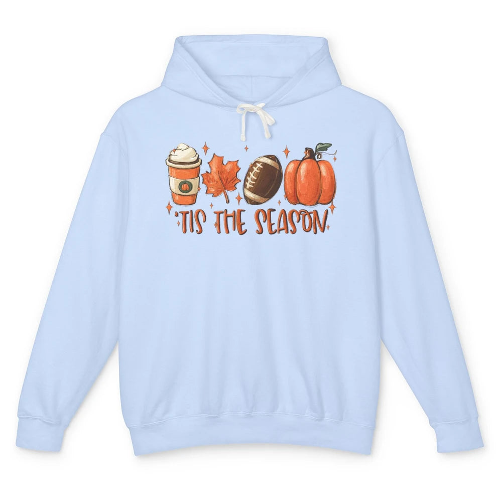 Pumpkin Spice Football Tis The Season Fall Thanksgiving Gift Unisex Lightweight Hoodie