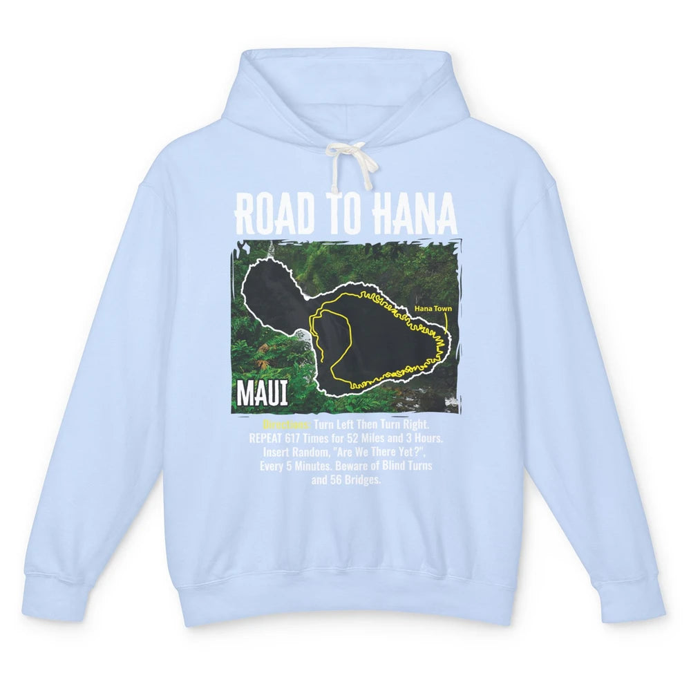 Road To Hana Map Maui Island Surfing Hawaiian Beach Summer Unisex Lightweight Hoodie