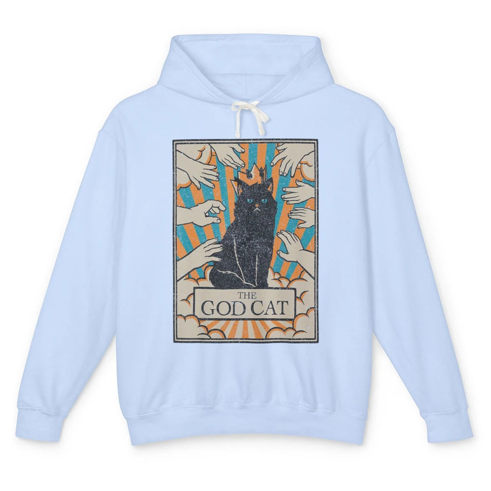 Astrology The God Cat Goth Tarot Card Reader Witchy Black Cat Gothic Sarcastic Unisex Lightweight Hoodie