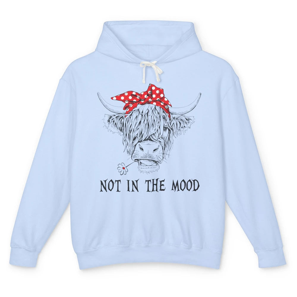 Funny Highland Cow Bandana Not In The Mood Western Cattle Unisex Lightweight Hoodie