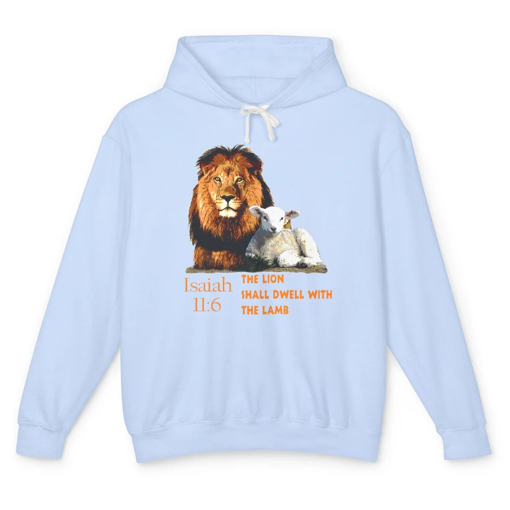 Lamb Lion Bible Verse Spiritual God Jesus Christ Christian Unisex Lightweight Hoodie