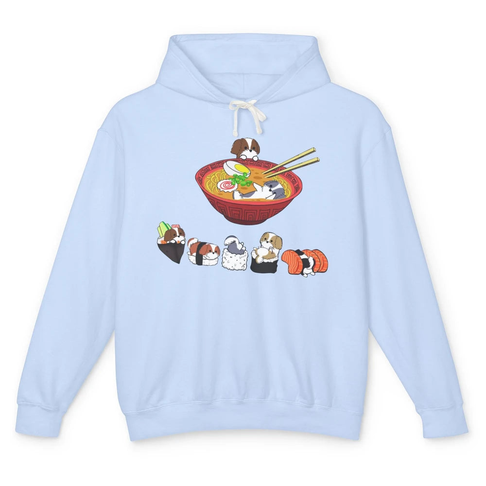 Funny Shih Tzu Sushi Ramen Bowl Cute Japanese Kawaii Dog Unisex Lightweight Hoodie