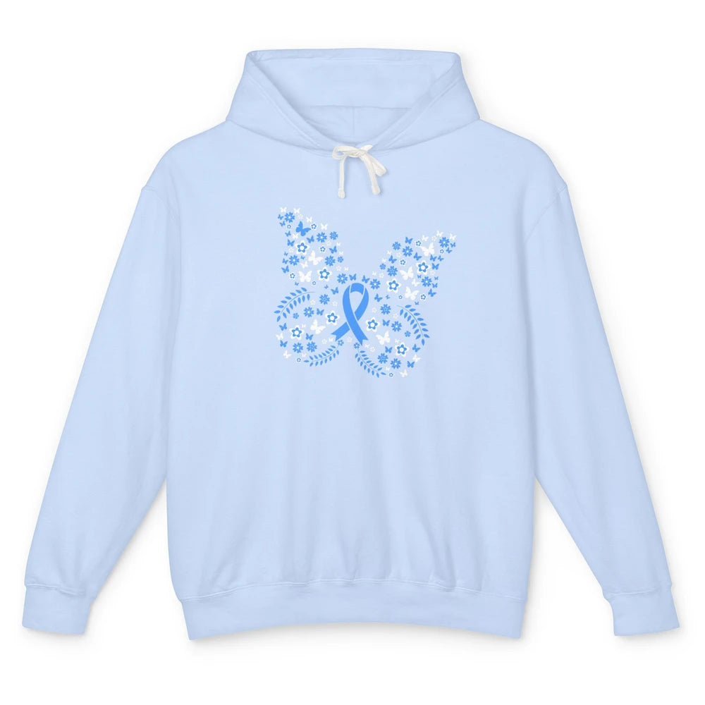 Cool Butterfly Warrior Blue Ribbon Prostate Cancer Awareness Unisex Lightweight Hoodie