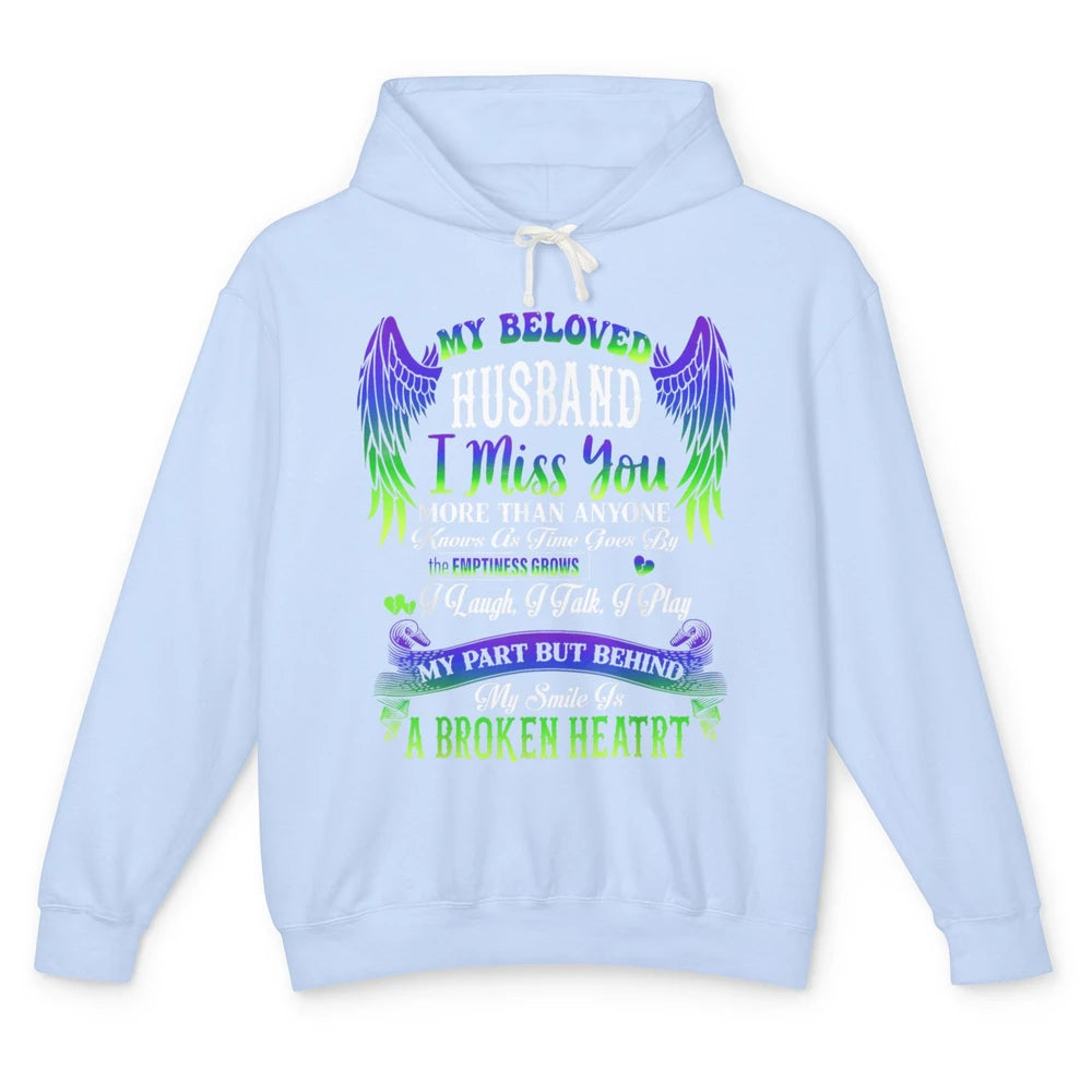 My Husband My Angel In Heaven Love Miss You Husband Wings Unisex Lightweight Hoodie