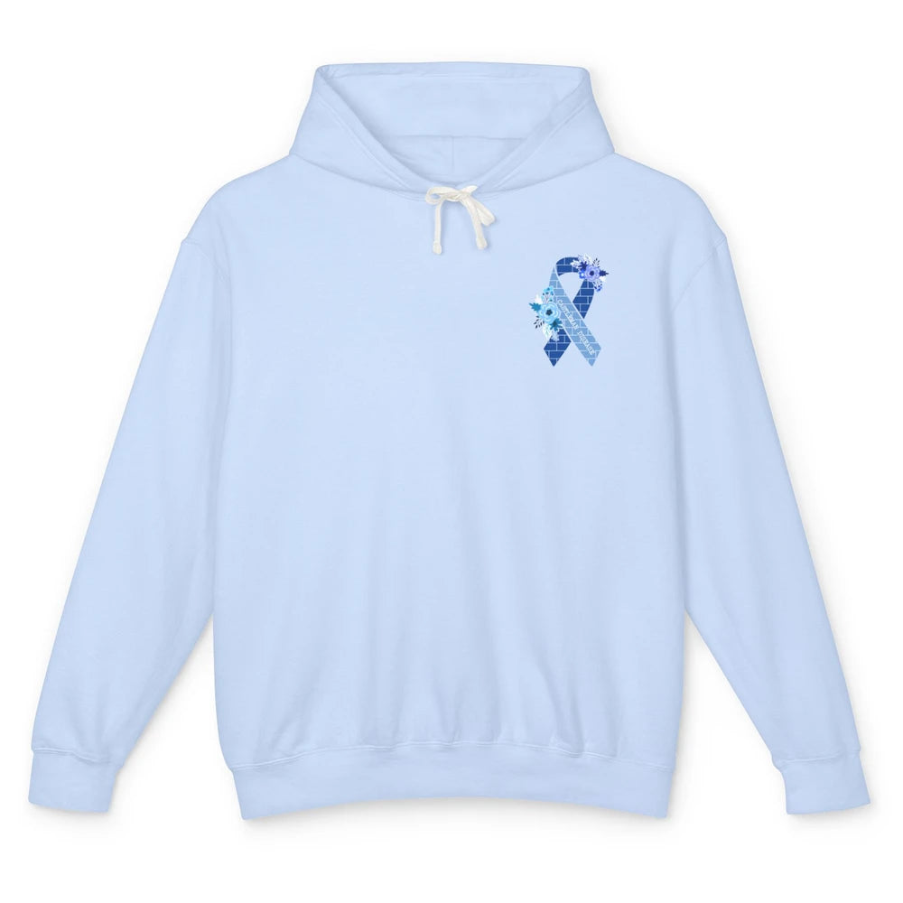 Castleman Disease Awareness Floral Blue Ribbon Rare Disease Unisex Lightweight Hoodie