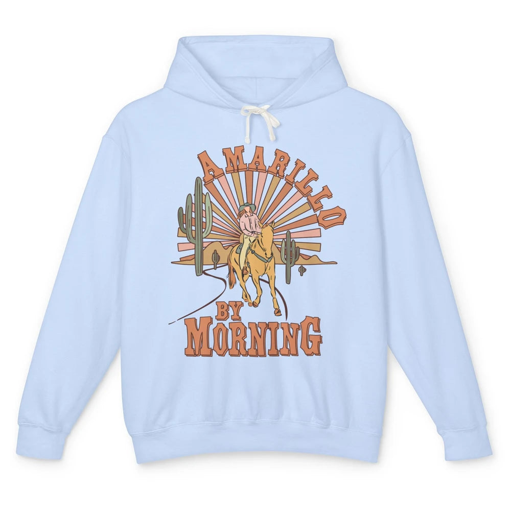 Retro Desert Cowboy Riding Horse Amarillo By Morning Western Unisex Lightweight Hoodie