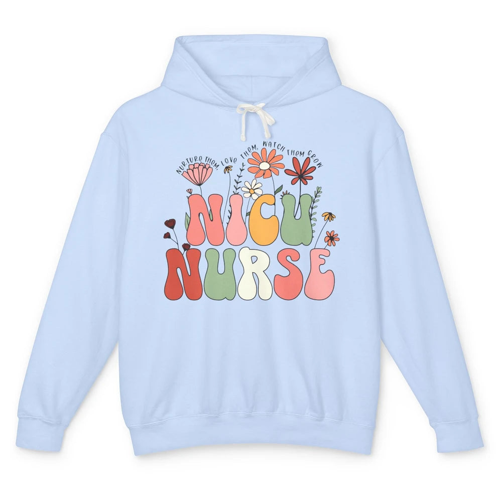 NICU Nurse Wildflower Neonatal Nurse Baby Nurse Appreciation Unisex Lightweight Hoodie