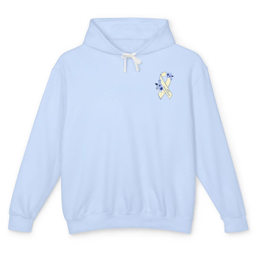 Hip Dysplasia Awareness Floral Blue White Ribbon Pocket Size Unisex Lightweight Hoodie