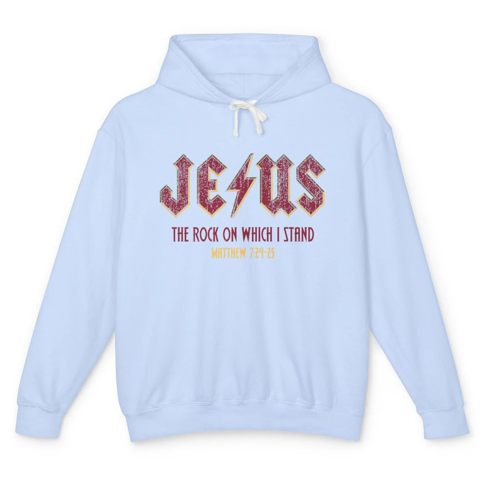 Retro Jesus The Rock On Which I Stand Faith Christian God Unisex Lightweight Hoodie