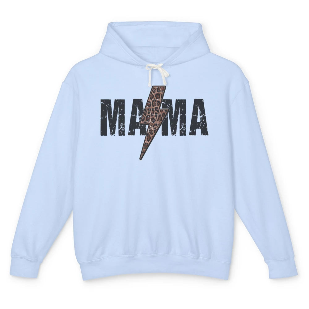 Mama Lightning Bolt Leopard Cheetah Print Mom Mothers Day Unisex Lightweight Hoodie