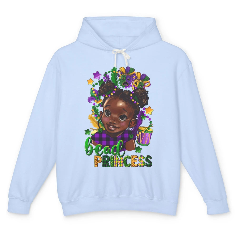 Mardi Gras Bead Princess Black Girl Fat Tuesday New Orleans Unisex Lightweight Hoodie