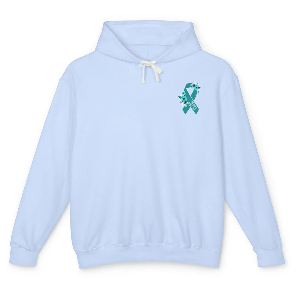 Sexual Assault Awareness Floral Teal Ribbon Awareness Gift Unisex Lightweight Hoodie