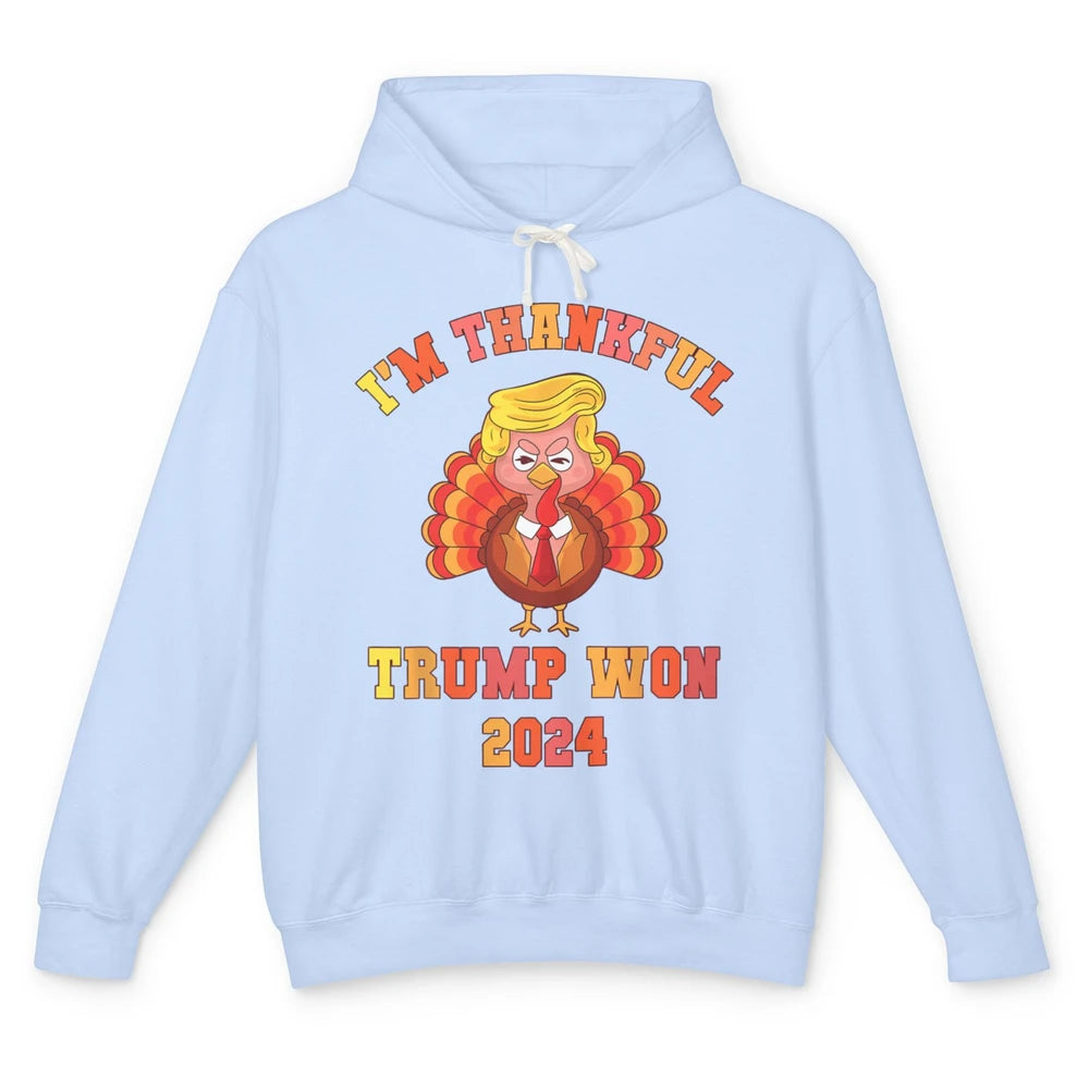 Funny Donald Trump Make Thanksgiving Great Again Thankful Trump Won Republican Unisex Lightweight Hoodie