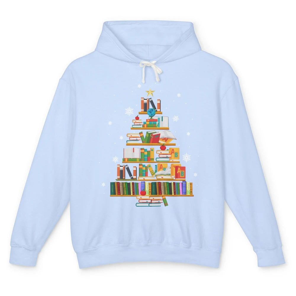 Funny Book Christmas Tree Book Reading Lovers Chritmas Gift Unisex Lightweight Hoodie