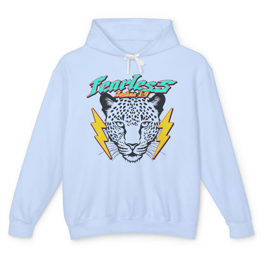 Christian Cheetah Fearless Bible Lightning Bolt Religious Unisex Lightweight Hoodie