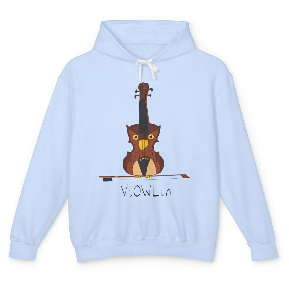 Funny Violin Owl Musician Cute Bird Pun Violin Player Humor Unisex Lightweight Hoodie