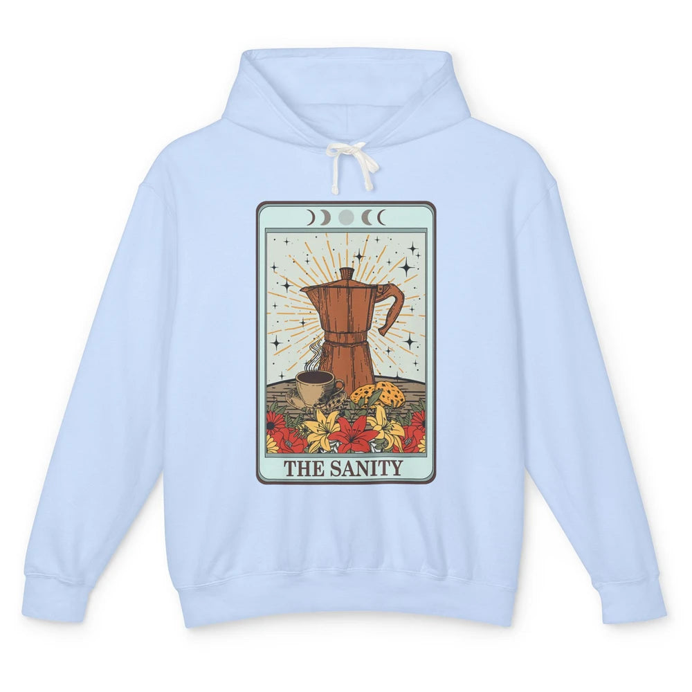 Retro Coffee Tarot Card The Sanity Floral Baker Moon Phases Unisex Lightweight Hoodie