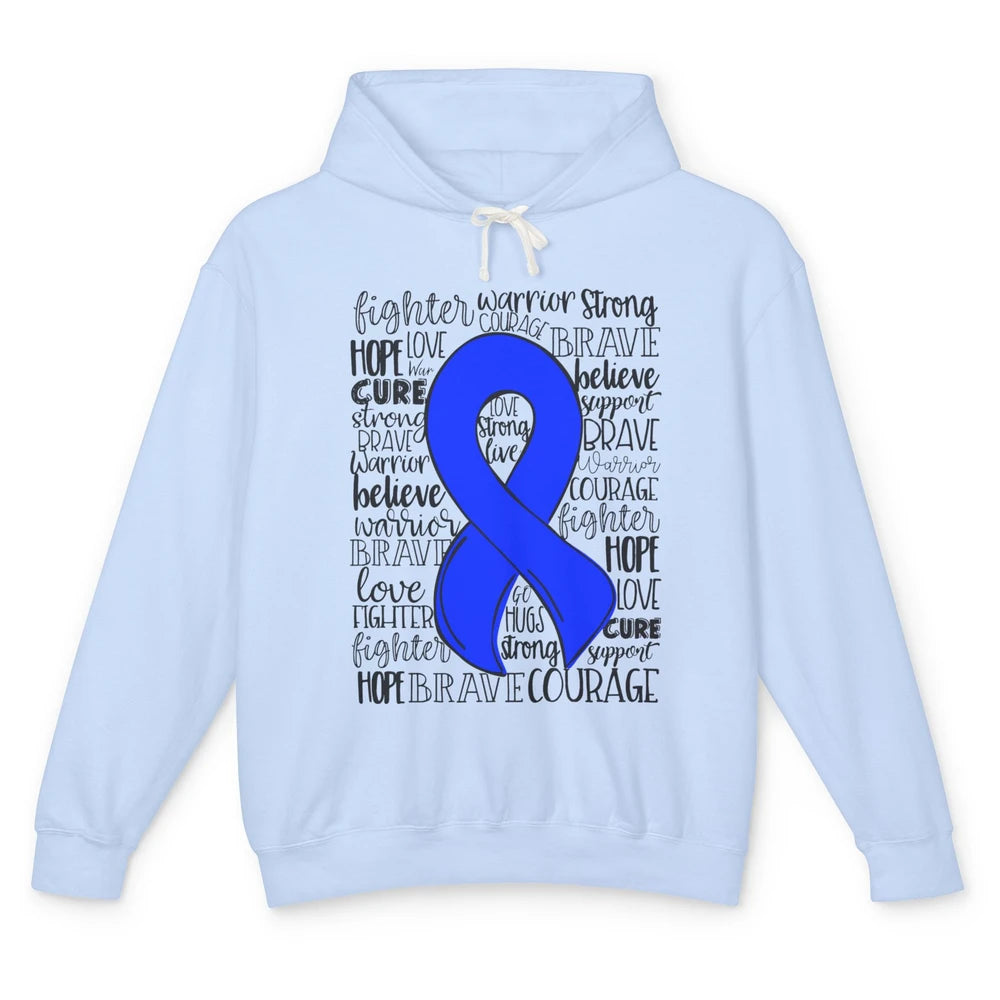 ME/CFS Chronic Fatigue Syndrome Blue Ribbon Hope Love Cure Unisex Lightweight Hoodie