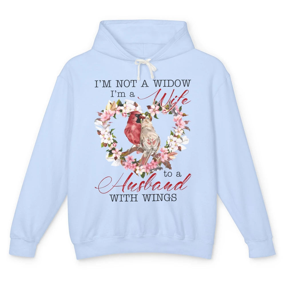 Cardinal Husband In Heaven I'm Not Widow Angel Loving Memory Unisex Lightweight Hoodie