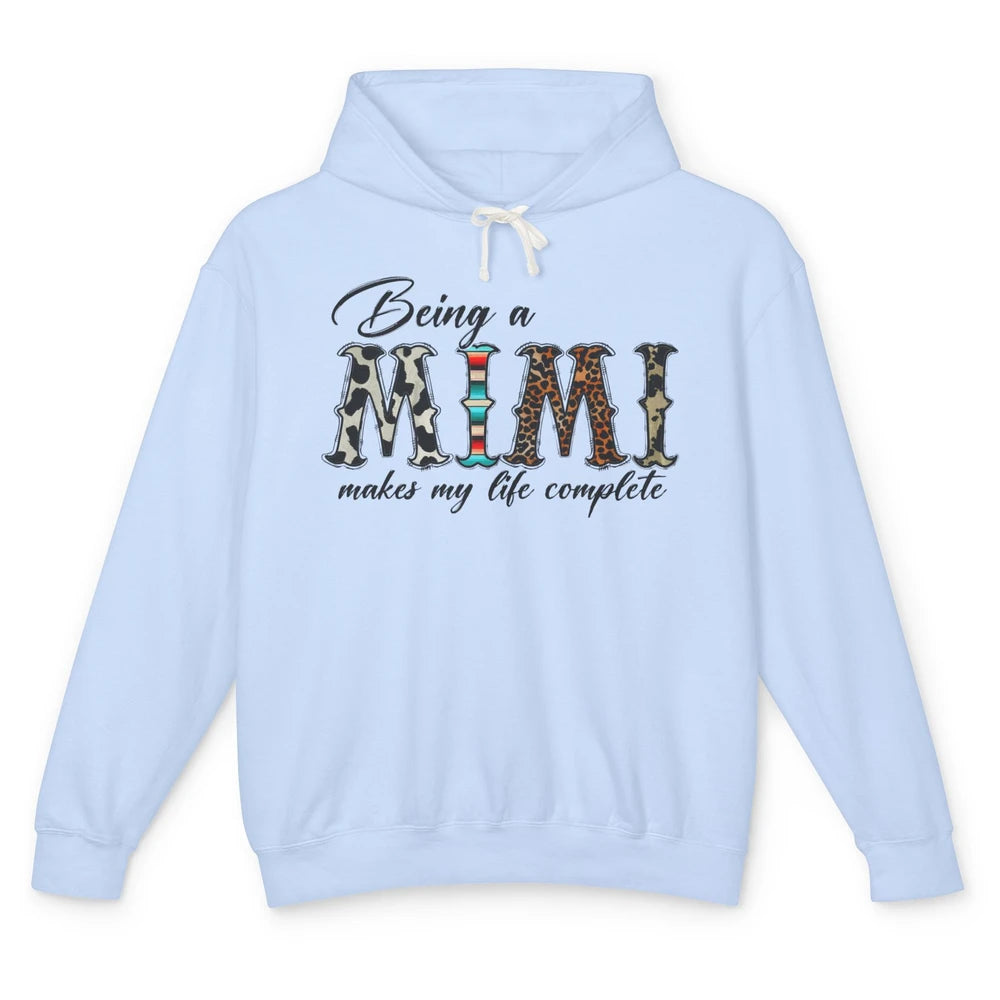 Leopard Being A Mimi Makes My Life Complete Grandma Western Unisex Lightweight Hoodie