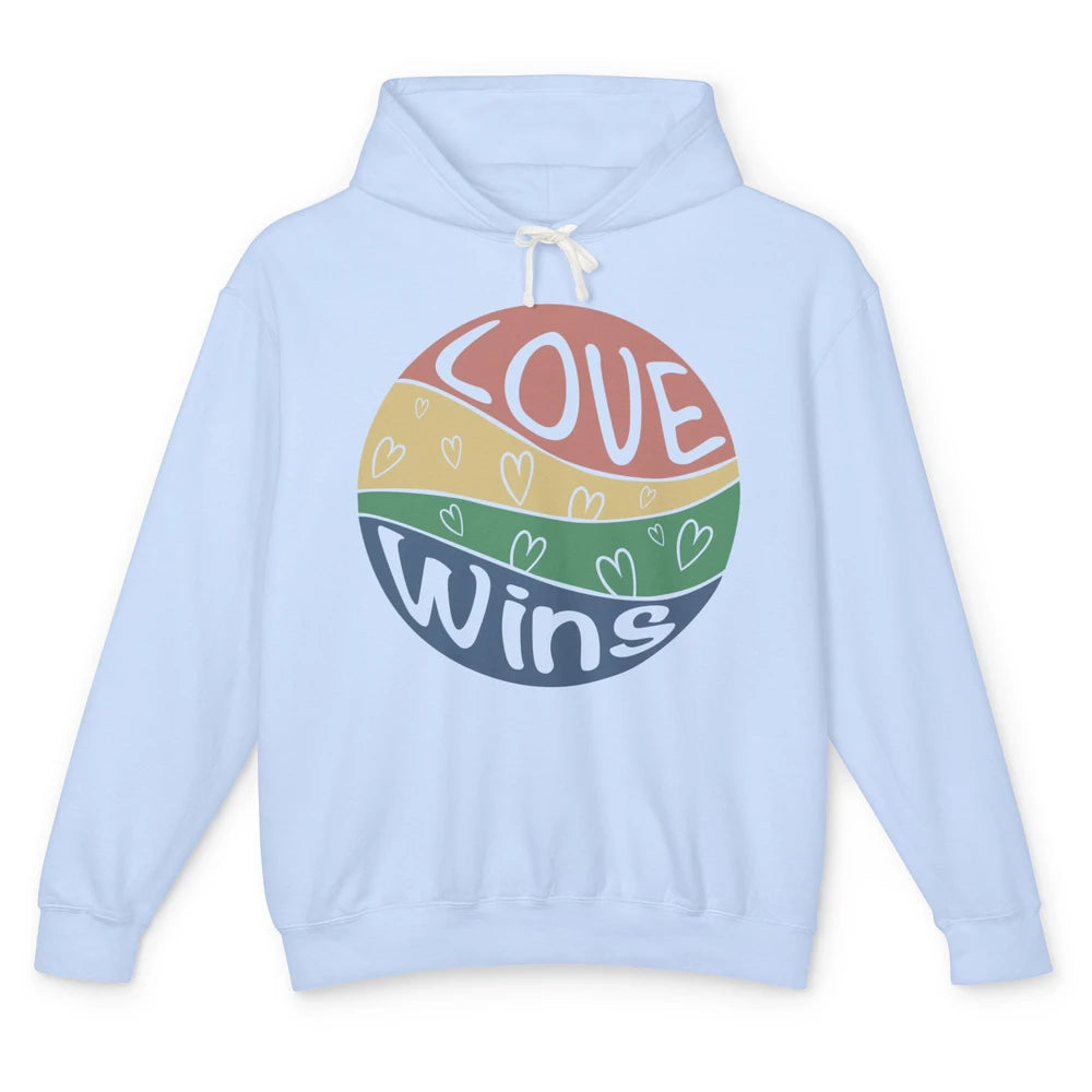 Vintage Love Wins LGBT Gay Pride Month Love Is Love Unisex Lightweight Hoodie