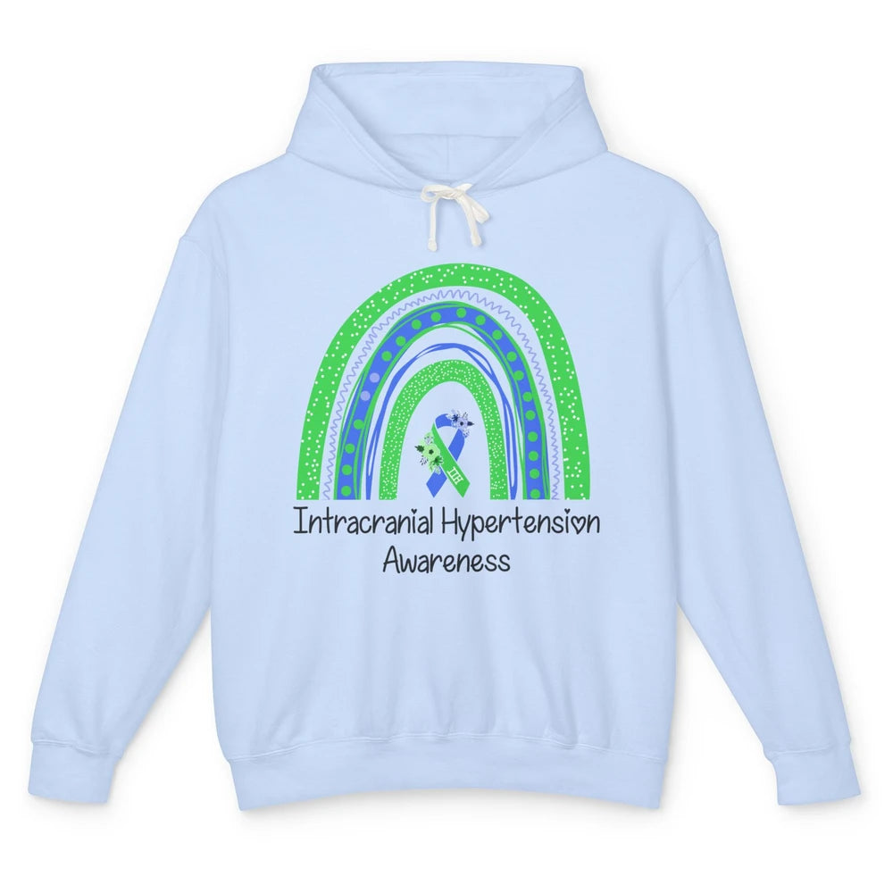 Intracranial Hypertension IIH Awareness Blue Green Rainbow Unisex Lightweight Hoodie