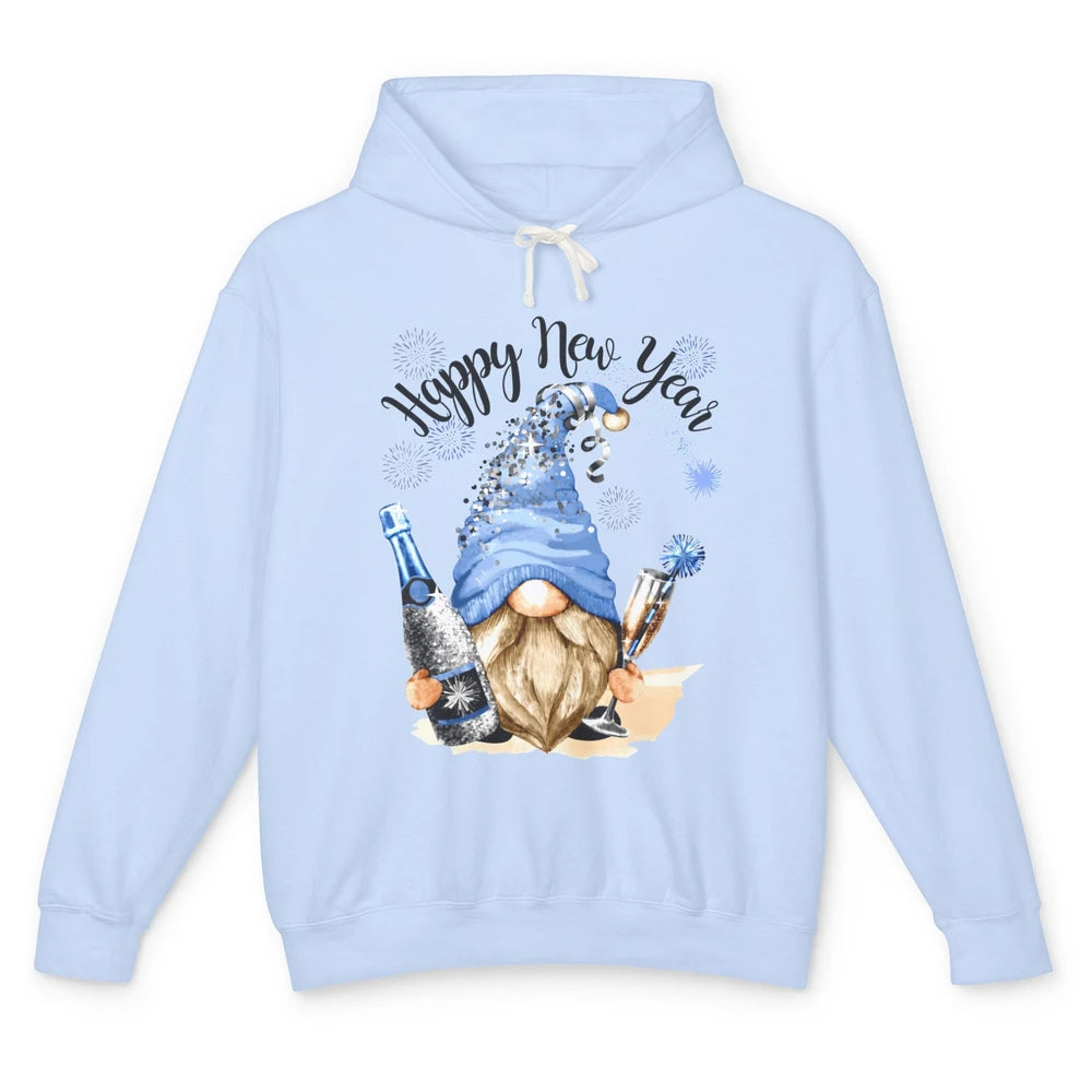 Happy New Year Gnome Champagne New Year Eve Cheer Gnomies Unisex Lightweight Hoodie