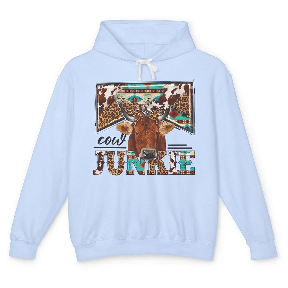 Retro Leopard Bandana Cow Junkie Western Country Farm Animal Unisex Lightweight Hoodie