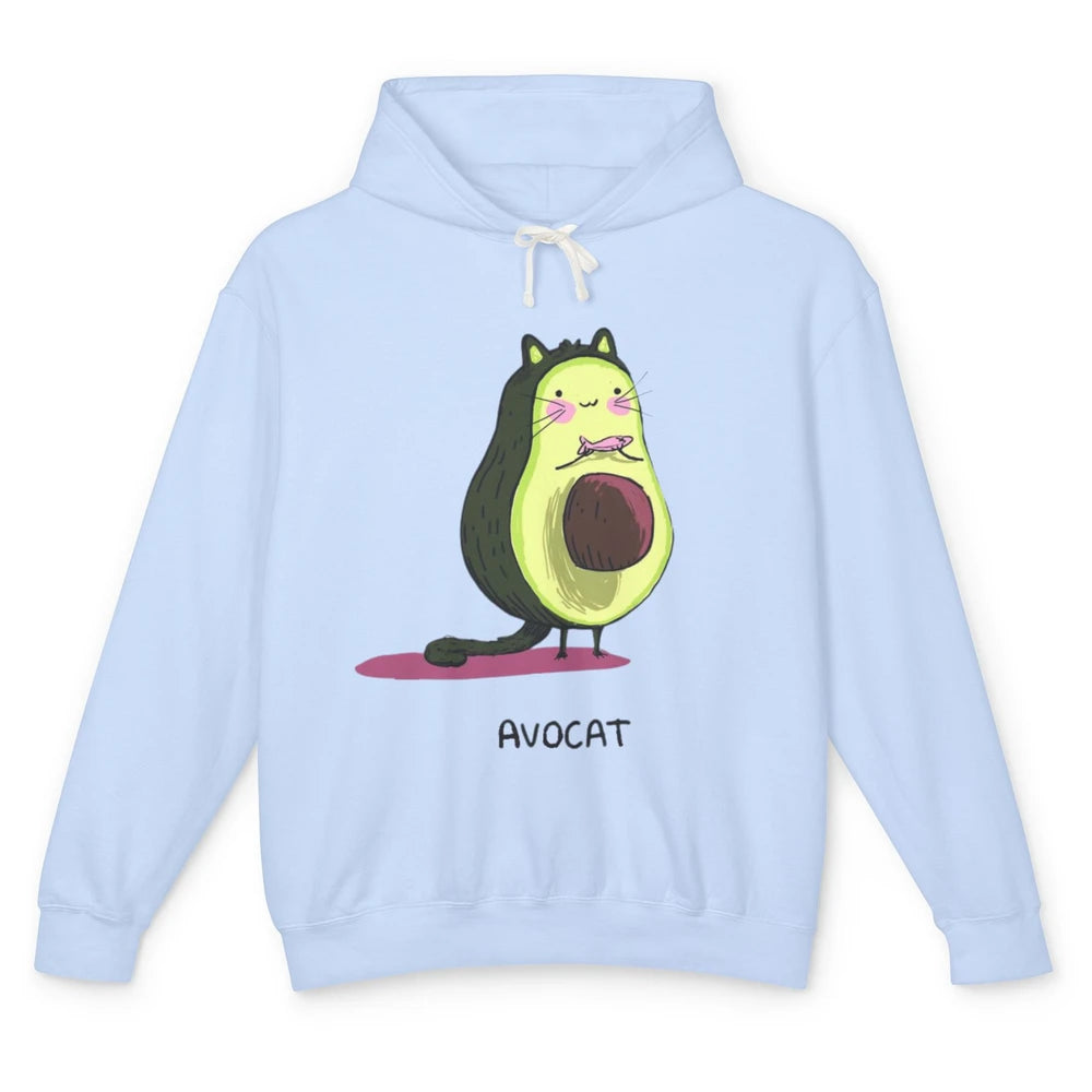 Cute Avocat Avocado Pink Cat Kitten Pun Healthy Vegan Veggie Unisex Lightweight Hoodie