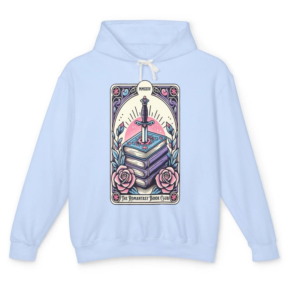 Romantasy Book Club Pastel Tarot Card Sword Floral Reading Books Bookish Bookworm Unisex Lightweight Hoodie