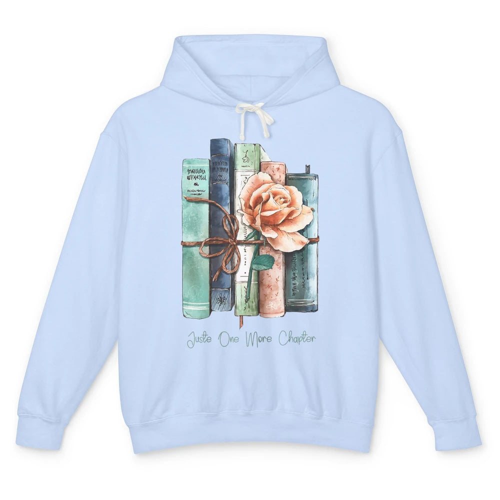 Just One More Chapter Minimalist Floral Book Page Aesthetic Unisex Lightweight Hoodie