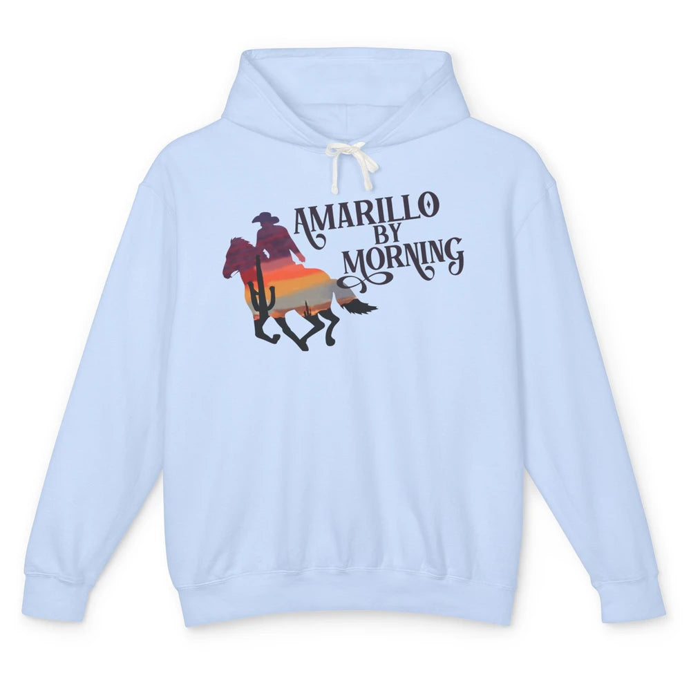 Retro Sunset Cowboy Amarillo By Morning Western Country Unisex Lightweight Hoodie