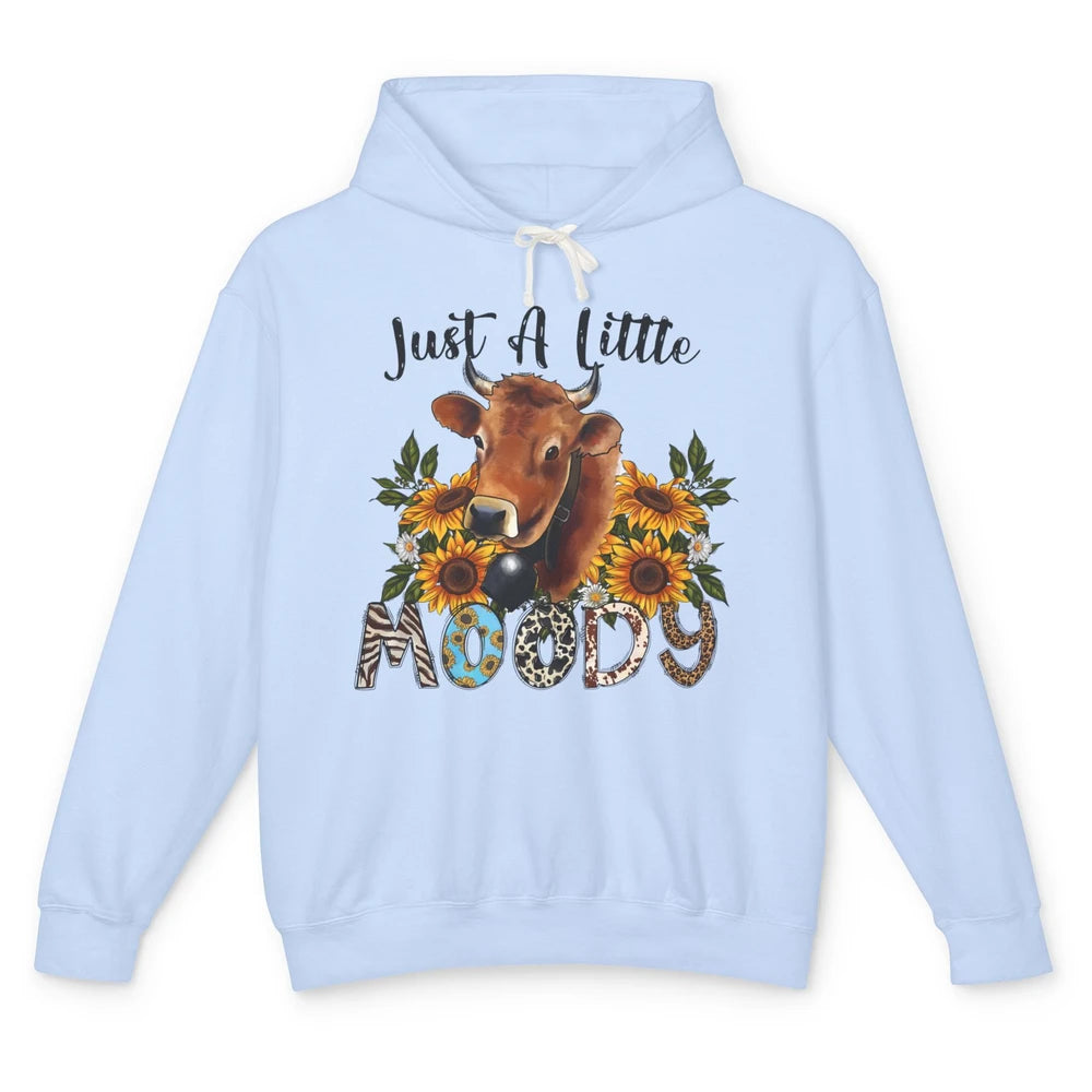 Sunflower Cow Just A Little Moody Leopard Western Country Unisex Lightweight Hoodie