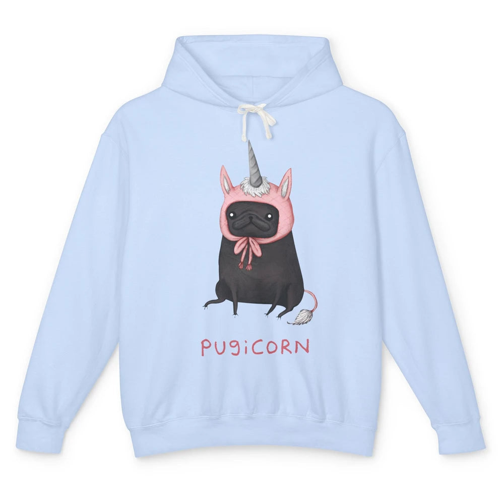 Funny Pug Unicorn Parody Costume Pug Mom Animal Humorous Unisex Lightweight Hoodie