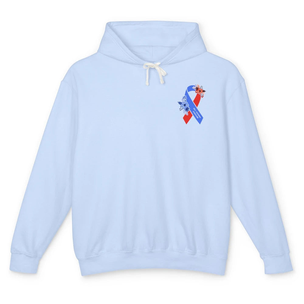 May-thurner Syndrome Awareness Floral Red Blue Ribbon Gift Unisex Lightweight Hoodie