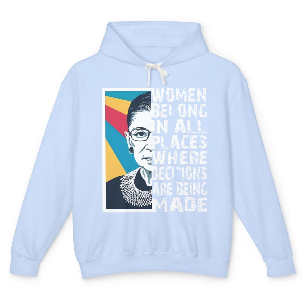 Women Rights Ruth Bader Ginsburg Feminism Support Girl Power Unisex Lightweight Hoodie