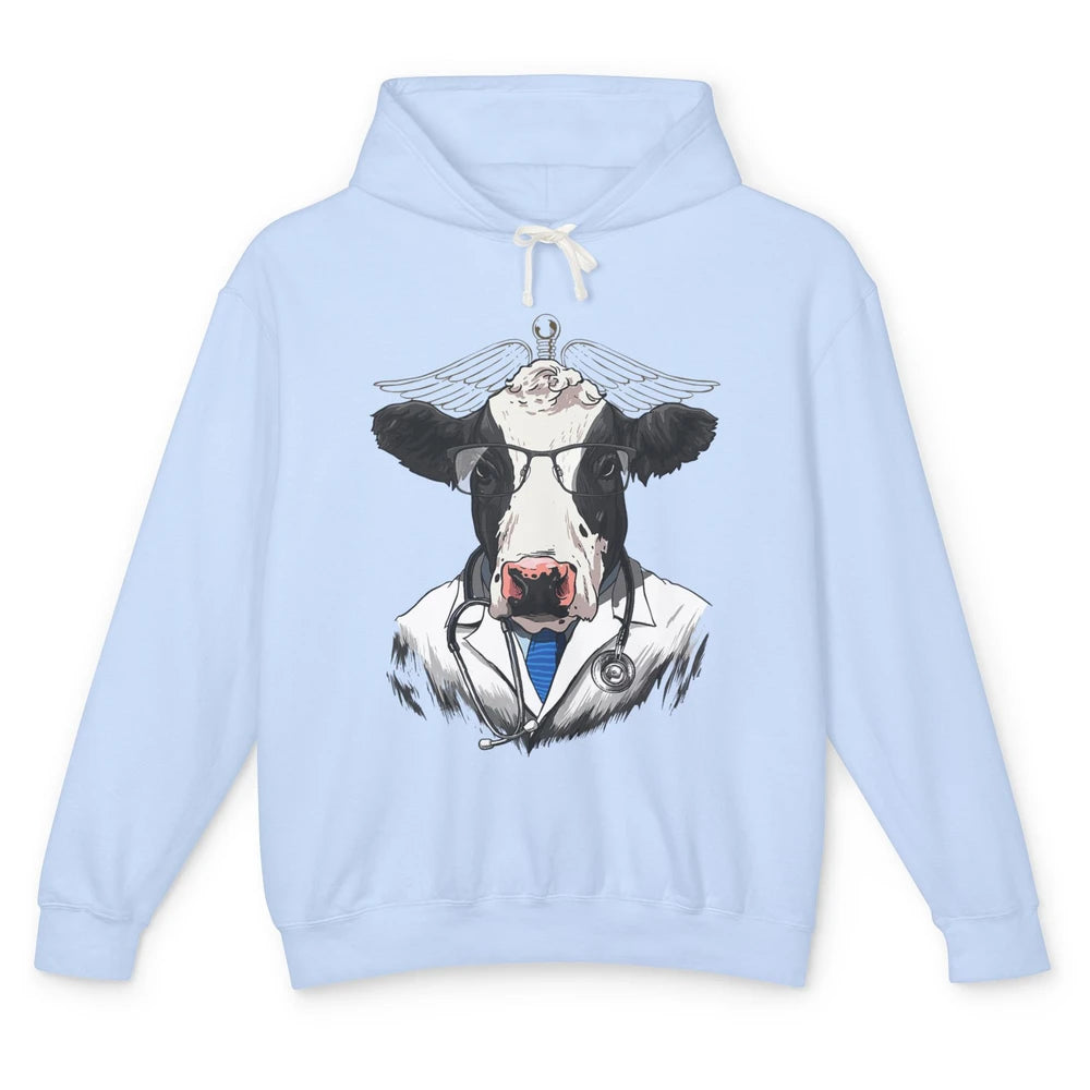 Funny Cow Vet Doctor Physician Surgeon Vet Tech Veterinarian Unisex Lightweight Hoodie