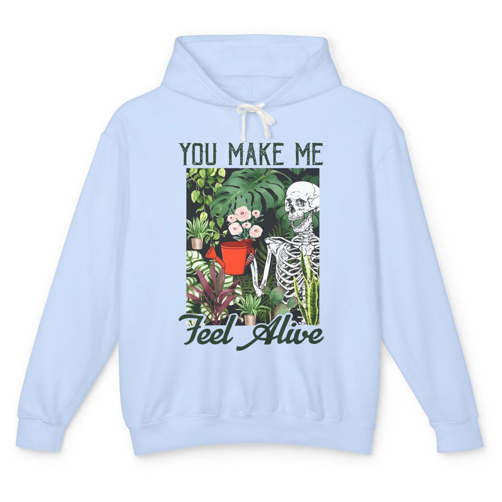 Make Me Feel Alive Skeleton Plant Flower Botanical Garden Unisex Lightweight Hoodie