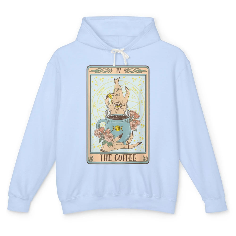 The Coffee Witch Eye Latte Tarot Card Mystical Halloween Unisex Lightweight Hoodie