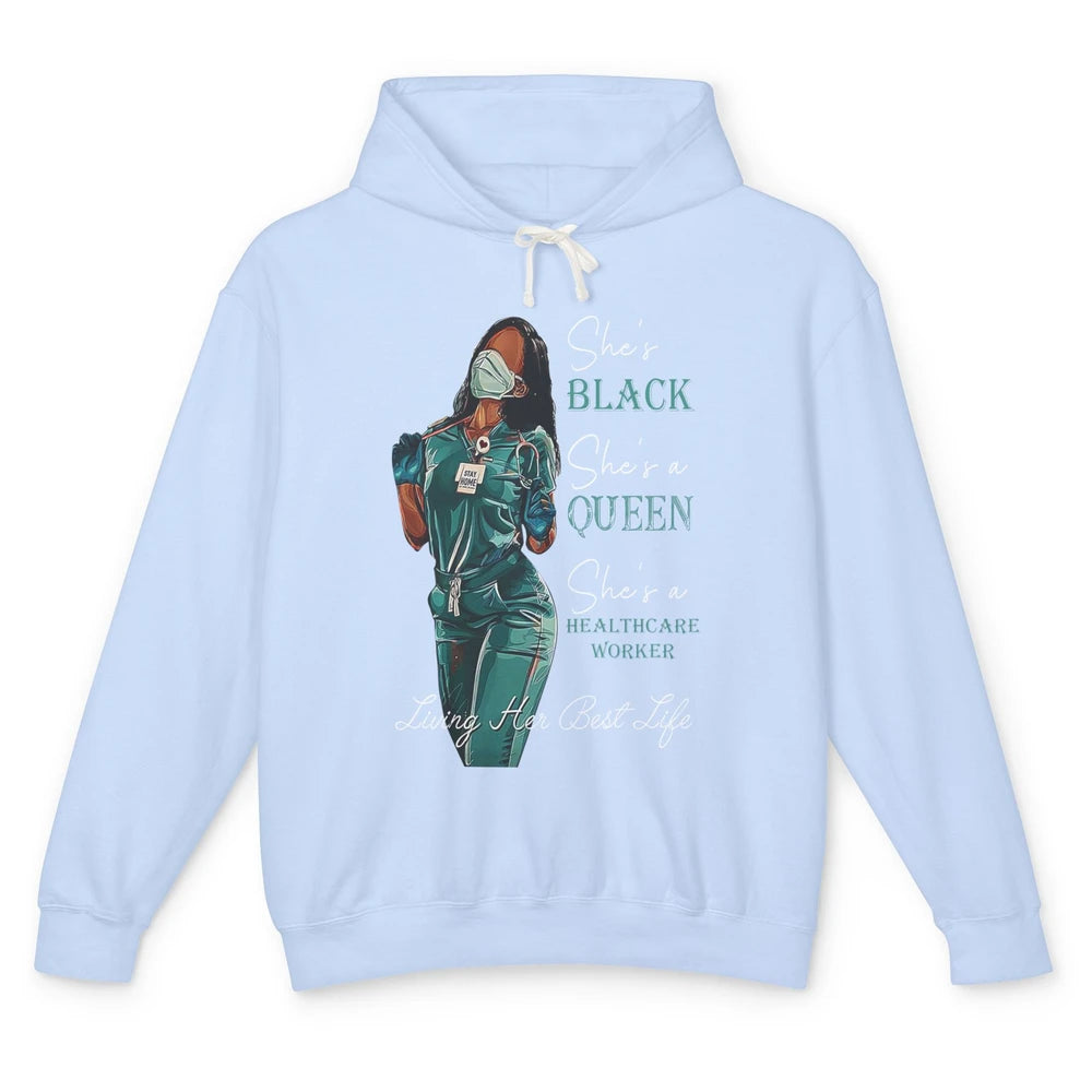 Black Healthcare Worker Proud Nurse Black Queen Pride Gift Unisex Lightweight Hoodie